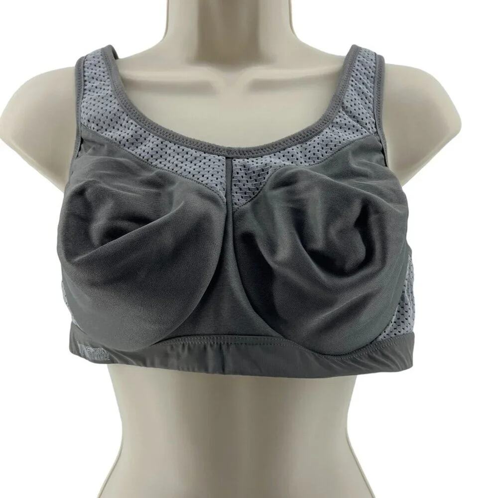 Glamorise Underwire High Impact Sports Bra 9066 Grey 38C